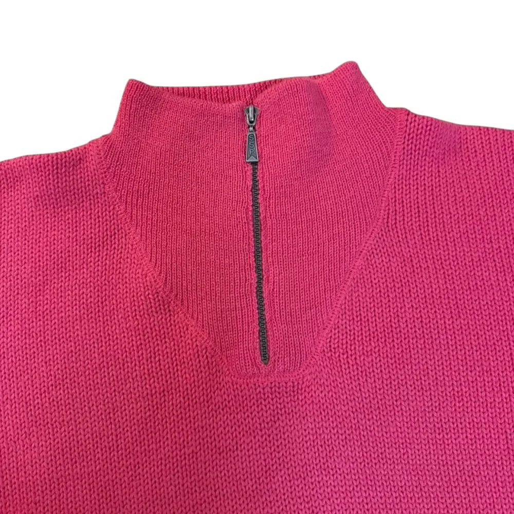 Vintage 90’s SAP Hot Pink 100% Chunky Wool 1/4 Zip Sweater Women’s Large